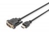 Digitus Kabel adapter HDMI Standard 1080p 60Hz FHD Typ HDMI A/DVI-D (18+1) M/M 5m Czarny